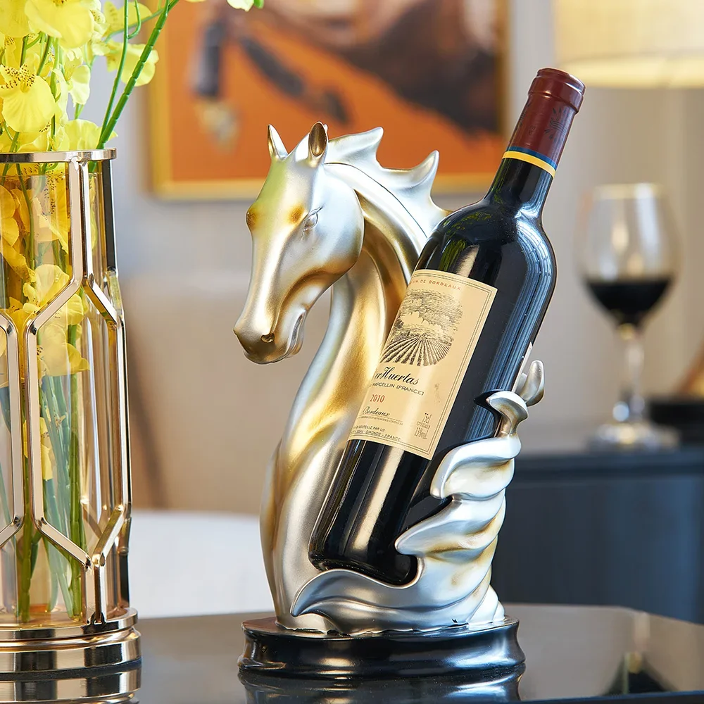 Aesthetic Home Living Decor Creative Horse Wine Rack Resin Animal Sculpture Crafts Light Luxury Interior Decoration Accessories