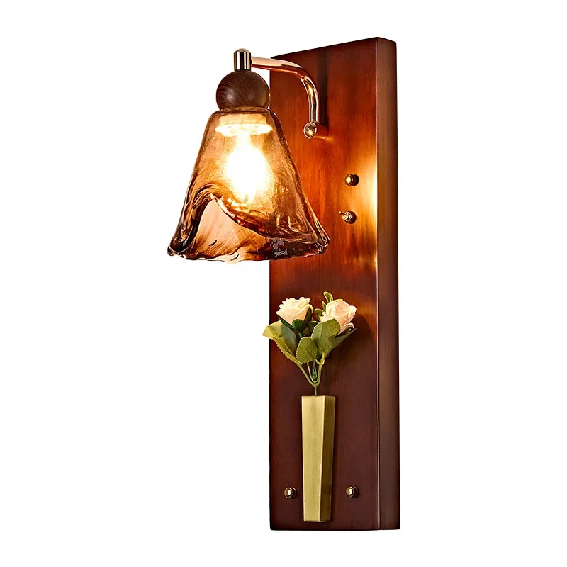

French antique flower arrangement wall lamp living room background wall decoration retro bedside aisle corridor atmosphere lamp