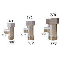 Brass 3/8' 1/2' 9/16'  T Valve Adapter Connector for Toilet Seat Bidet Attachment Sprayer Bathroom Plumbing Fittings Accessories