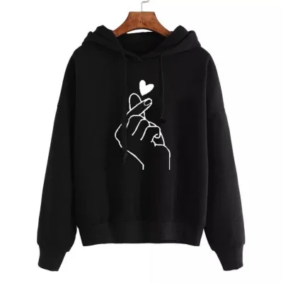 Ladies Autumn Winter Loose Printed Hoodie for Women Long Sleeve Oversize Casual Pullover Hooded Tops