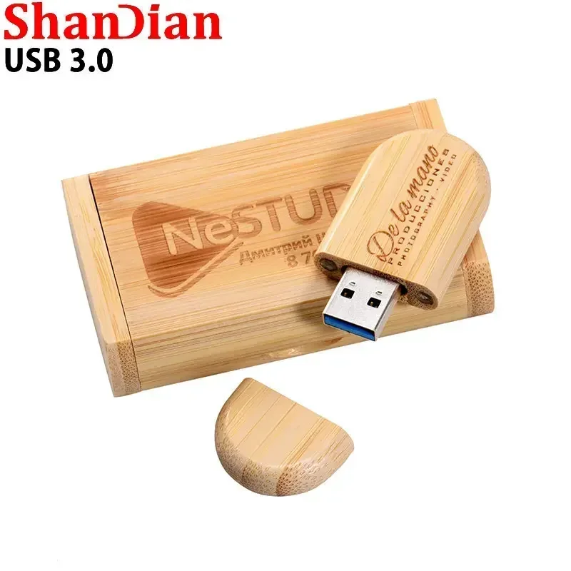 Prezent ślubny Usb 3.0 Stick 64GB Niestandardowe logo Drewniane pudełko Pendrive 32GB Darmowa próbka U Disk 16GB 8GB 4GB Memory Stick