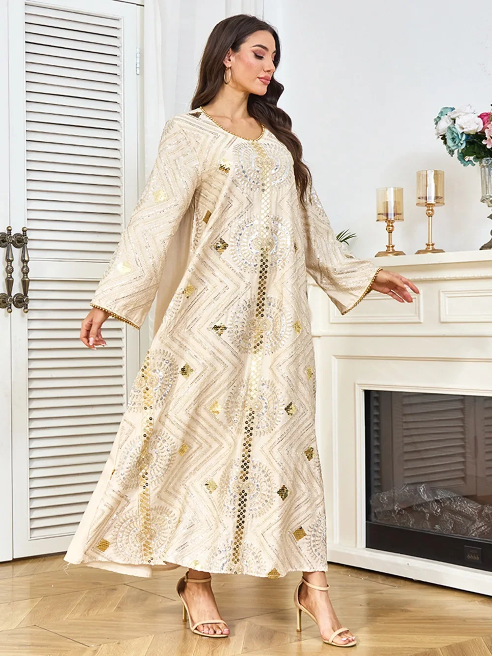 Eid Abaya femmes Robe musulmane Jalabiya paillettes robes Largos fête Caftan Ramadan robes longues dubaï caftan Robe arabe 2025