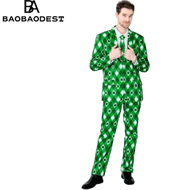 

Men's 2-Piece Suit for Party & Formal Events, 2-Button Jacket + Pants & Tie, Slim Fit Wedding Business Tuxedo Costume