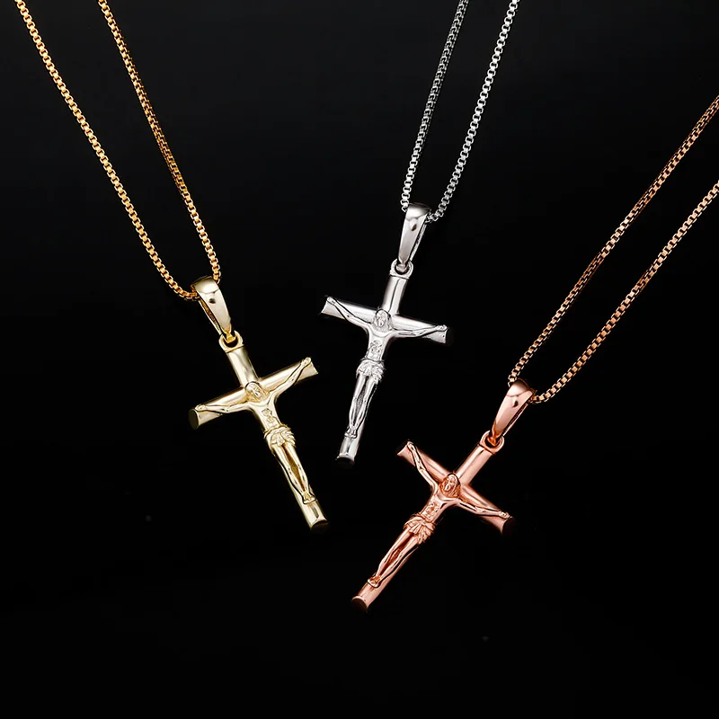 S925 Sterling Silver INRI Jesus Cross Crucifix Pendants Necklaces for Women Men Unisex Christian Jewelry Drop Shipping