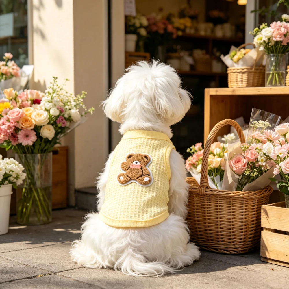 Waffelstrick-Hundeweste Ärmellos Atmungsaktives Trägertop für Kleine Hunde und Katzen Sommerkleidung Haustier-Outfit