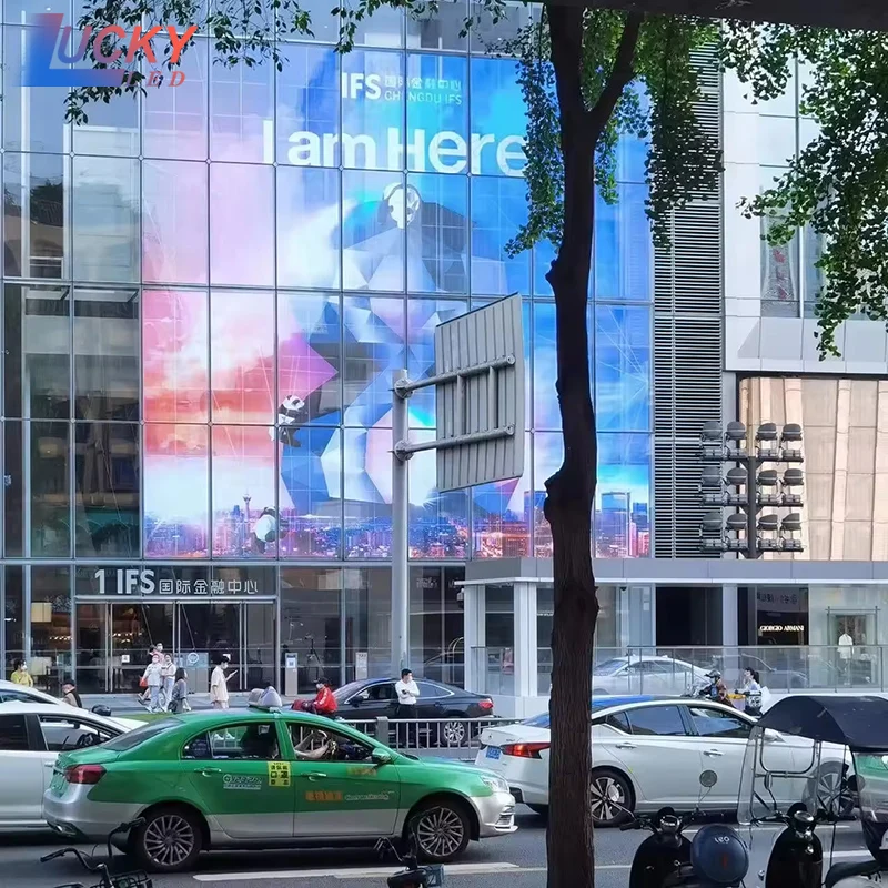 HD Transparent Mesh Module Display 3D LED Transparent Glass Advertising Screen