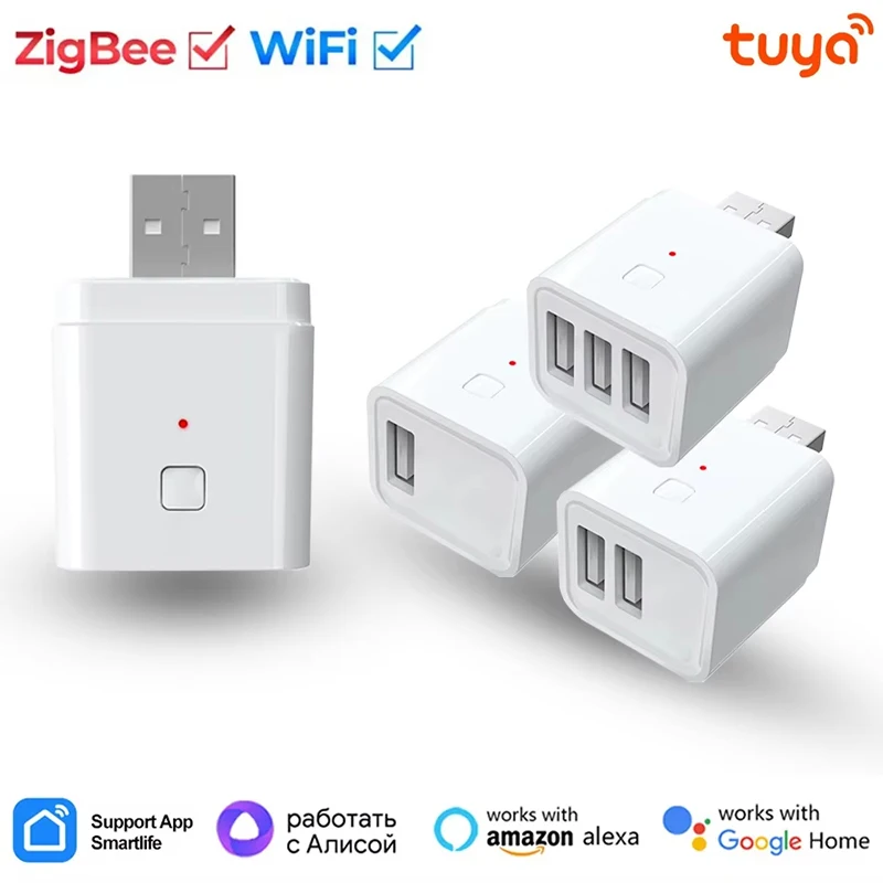 Tuya Smart Zigbee Micro 1 2 3 Gang USB Adaptor Switch 5V Mini USB Power Adaptor Smart Life Control Via Alexa Google Yandex Alice