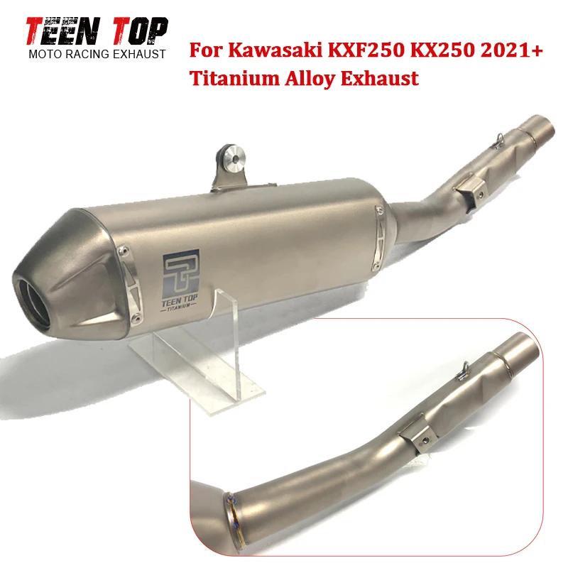 

Titanium Exhaust Pipe For Kawasaki KXF 250 KX 250 Slip-on Exhaust 2021+ Dirt bike KX250 Exhaust Muffler KXF250 Elbow Silencieux