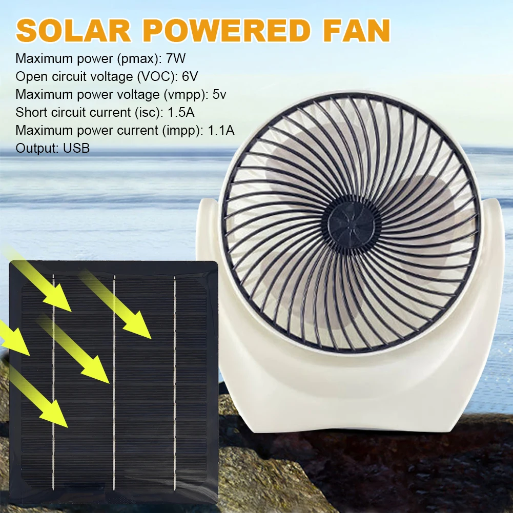 Solar Panel Fan Portable Solar Fan with USB Solar Powered Camping Fan Outdoor Fan for Picnic Barbecue Fishing Travel