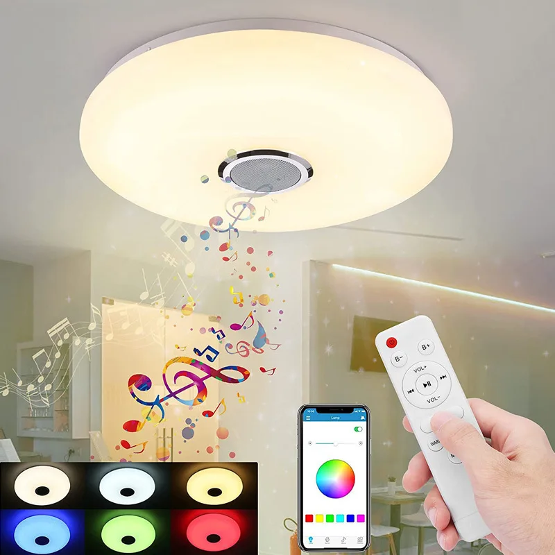 Circle ceiling light bedroom source Bluetooth speaker remote control 7 light ceiling light Bluetooth music etc