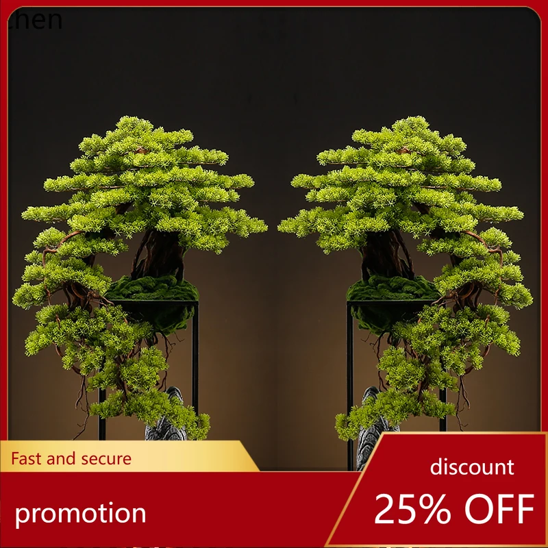 

HT new Chinese simulation welcome pine living room ornament porch office decoration bonsai potted plants