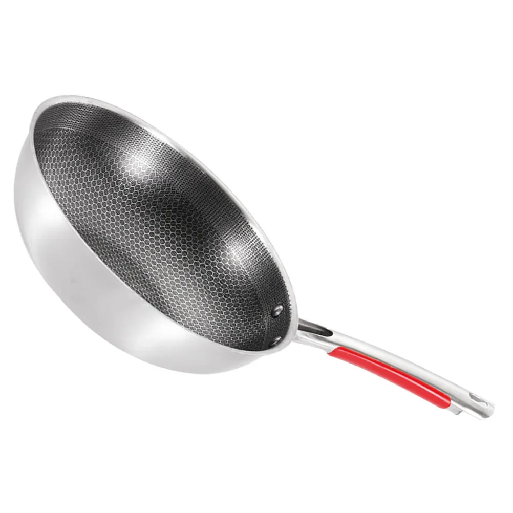 

32cm Stainless Steel Honeycomb Frying Pan Nonstick Ergonomic Handle Oil Saving Scratch Resistant Lightweight Kitchen Skillet For