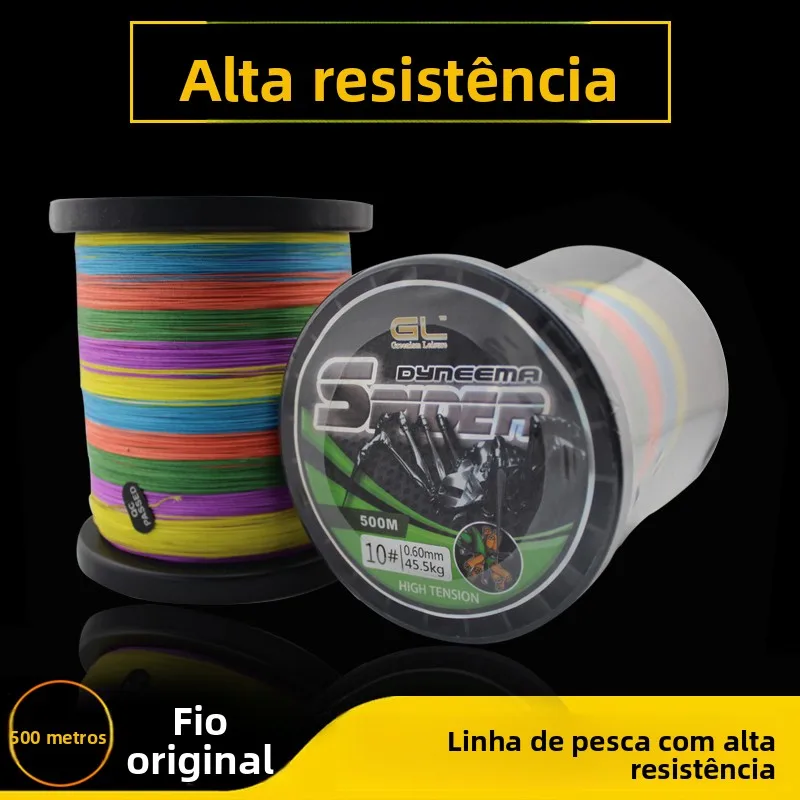 Linha de Pesca PE Trançada 8 Fios 500m Dyneema, Linha de Pesca Marítima, Linha para Rede, Monofilamento Forte e Durável