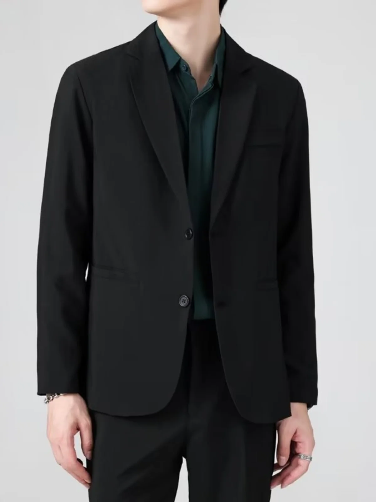 

Мужской повседневный деловой пиджак в британском стиле для молодежи, весенне-осенний, модный, приталенный, однобортный, на двух пуговицах