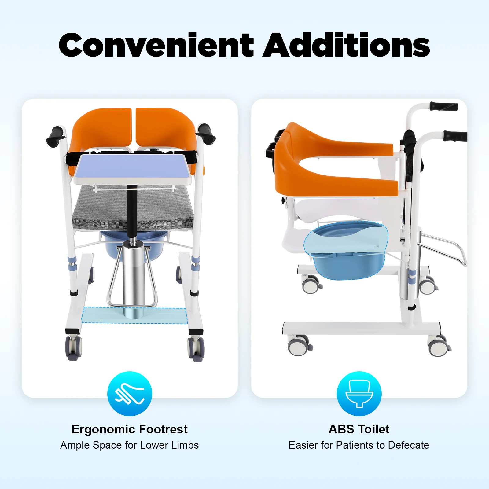油圧式患者リフト車椅子、患者リフト移乗用椅子、移乗介護用椅子、高齢者向けABSバケット付き