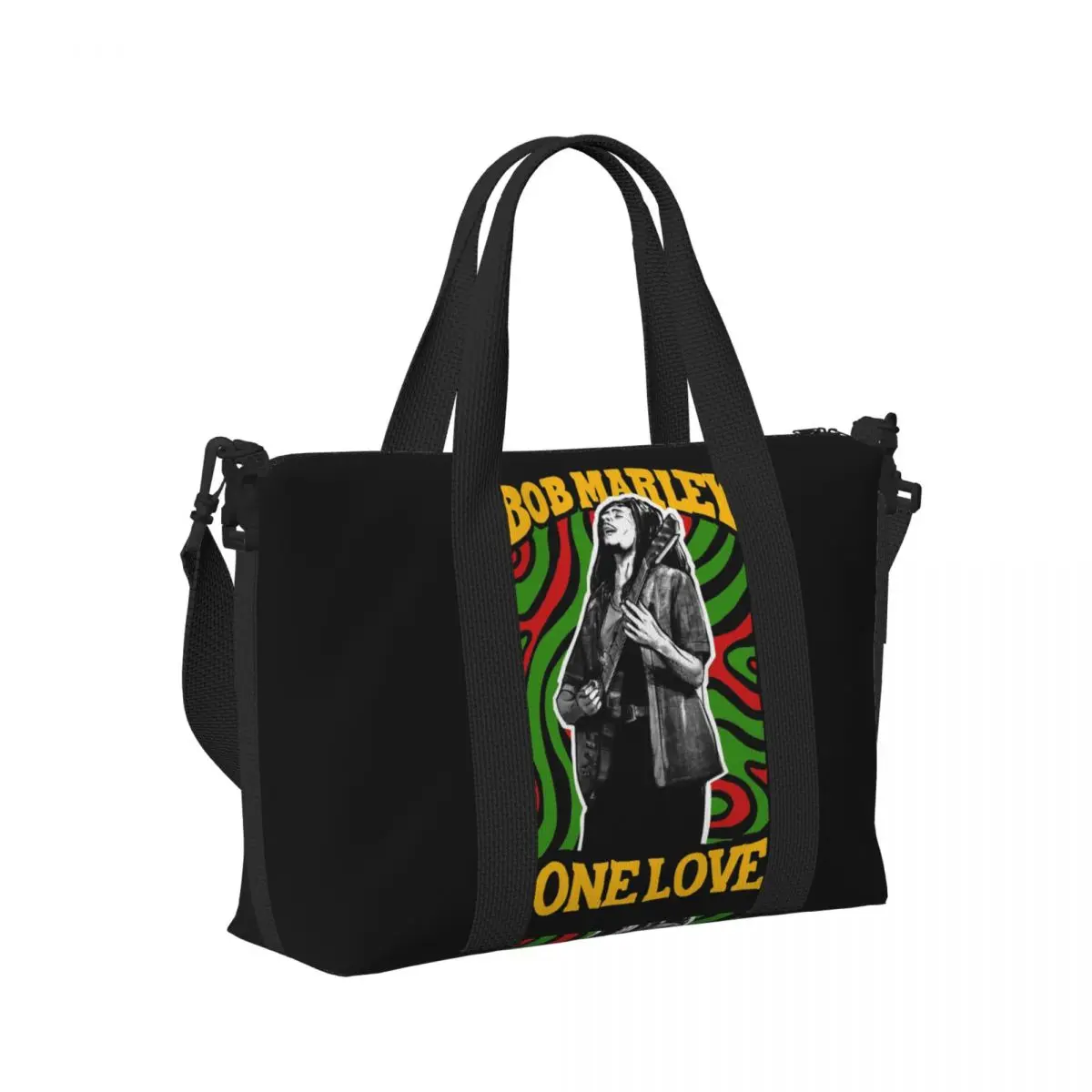 

Bob Marley Jamaica Reggae Beach Travel Bag Large Capacity Tote Bags for Gym Sport Women Shopping Duffle Shoulder Bag