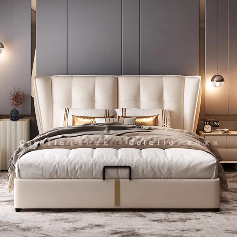 

Design Platform Massage Bed Modern Leather Sleeping Princess Bed Bedroom Frame Double Queen Letto Matrimoniale Office Furniture