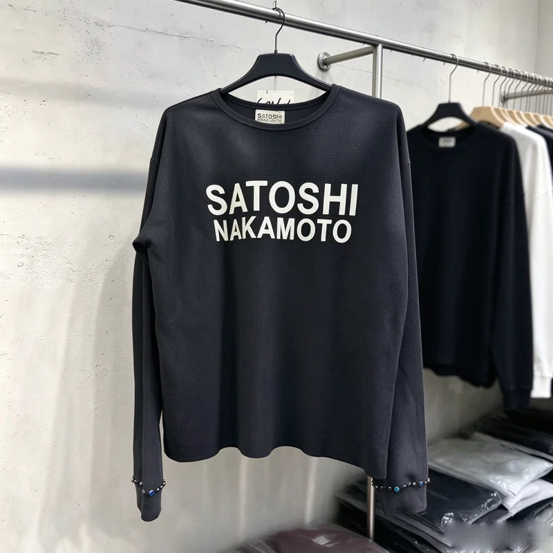 New Long Sleeve Waffle Satoshi Nakamoto T Shirt Diamond Revit Ornament Men Women High Quality Loose Quick Dry T-shirts Tops Tee
