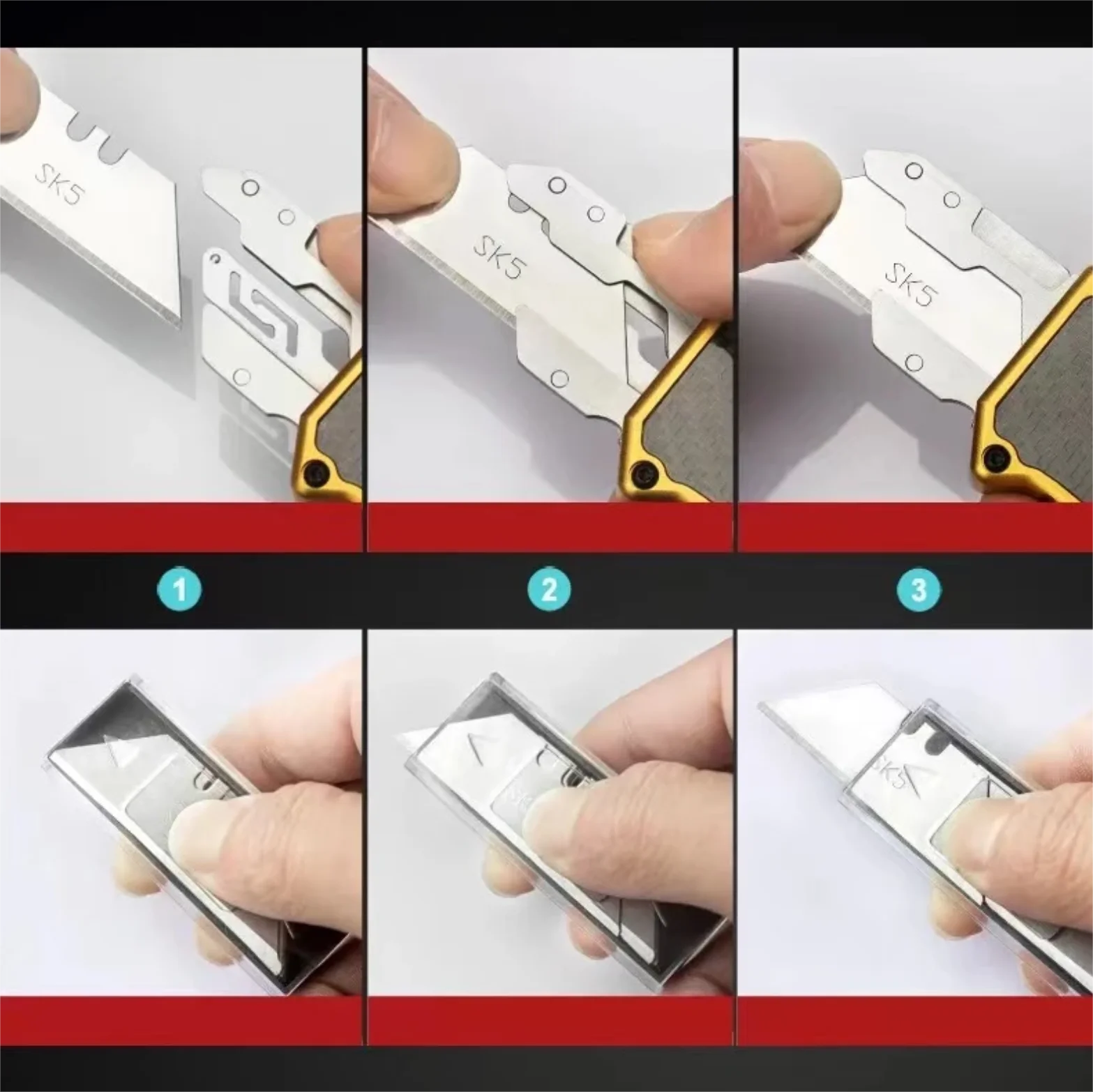 Imagem -06 - Blade Utility Knife com Lâmina Substituível Alça de Alumínio Multitool Security Hand Tool Outdoor Edc Gift Five Blade Aeronáutico Sk5
