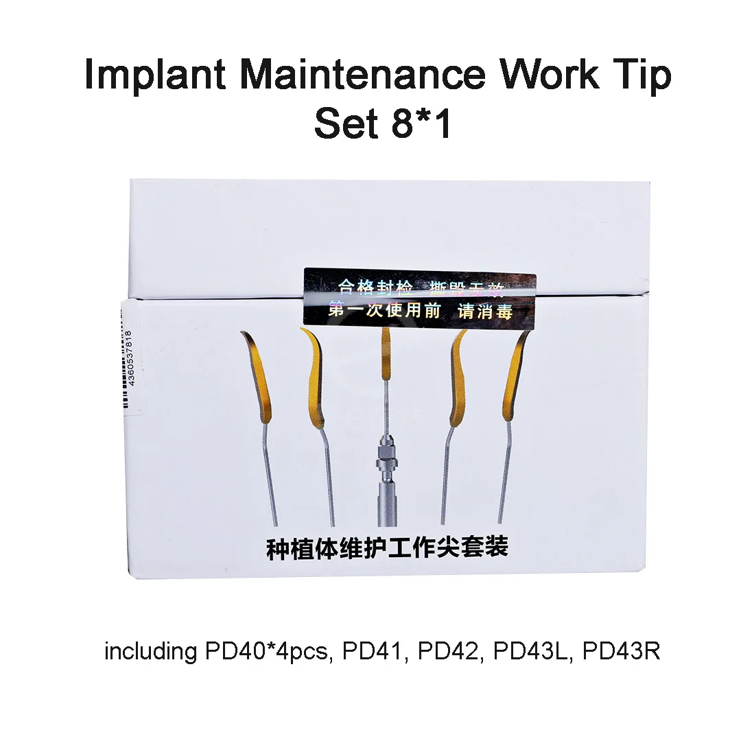 Dentistry Implants Maintenance Cutter Heads Porcelain Teeth Ultrasound Scaling Work Tips Abutments Cleaning, Prosthetics 8 pcs