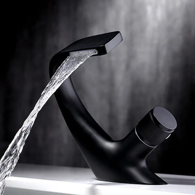 

Modern Minimalist Design Black Basin Faucets For Undercounter Sinks With Cold And Hot Water Control Single Handle Washbasin Taps