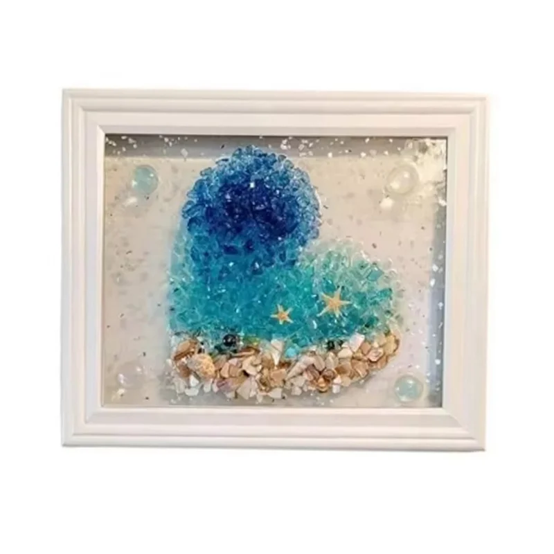 

-Набор для творчества из моревого стекла на тему весны океана для взрослых, фоторамка, простая в эксплуатации, наборы для творчества и рукоделия «сделай сам», ручная работа