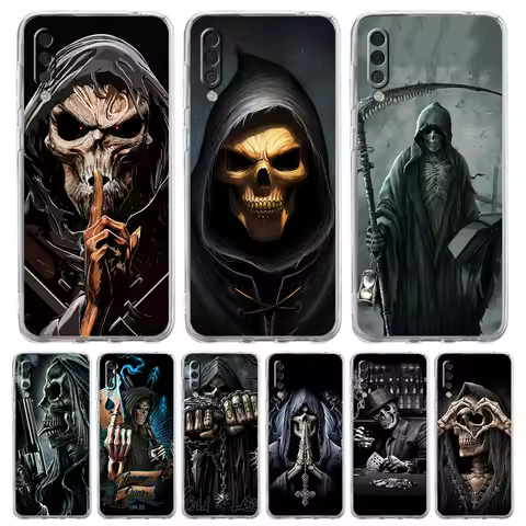 Case For Samsung A56 A36 A26 A16 A14 A12 A22 A32 5G A34 A42 A52 A54 A50 A70 A40 A20S A04S A06 Cover Grim Reaper Skull Skeleton
