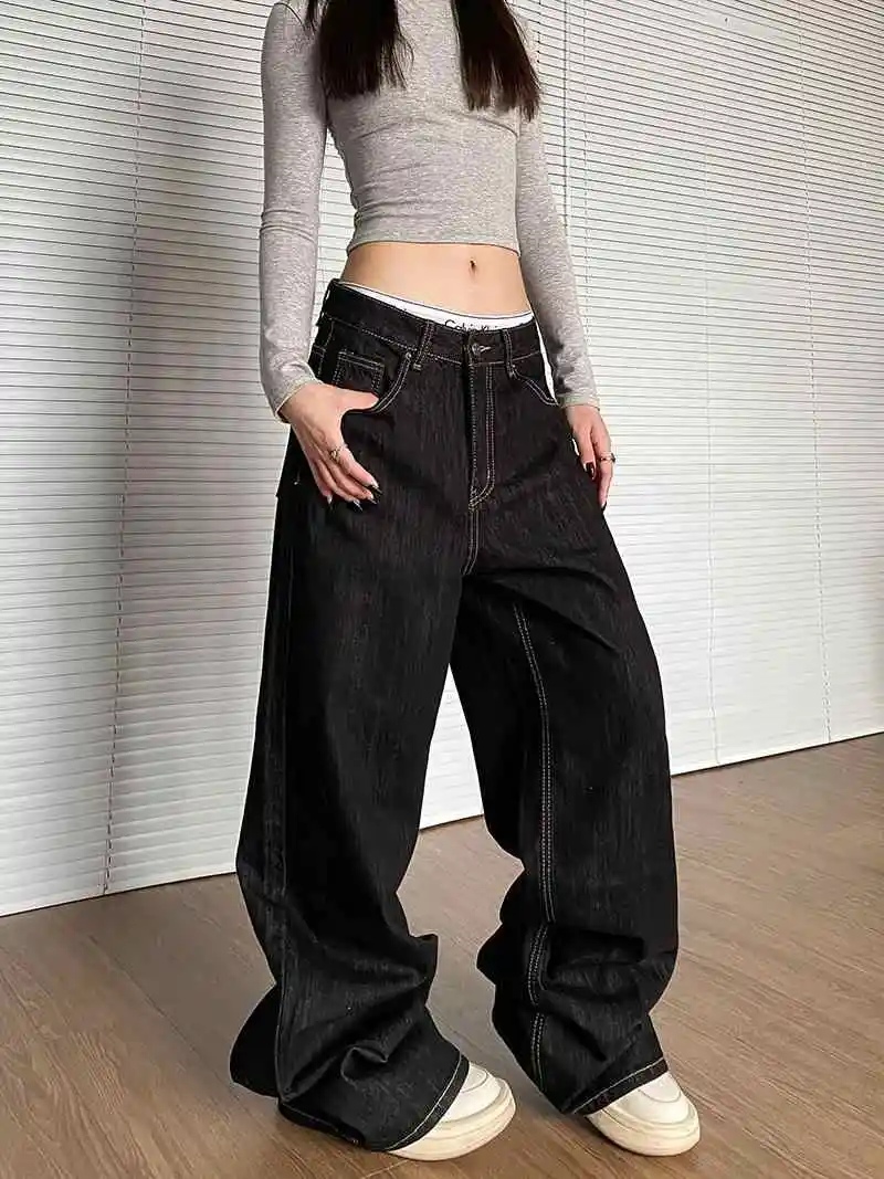 

Y2K Spring and Autumn Trendy Straight leg Washed Jeans for Men and Women American Couple Personalized Loose Retro Casual Pants