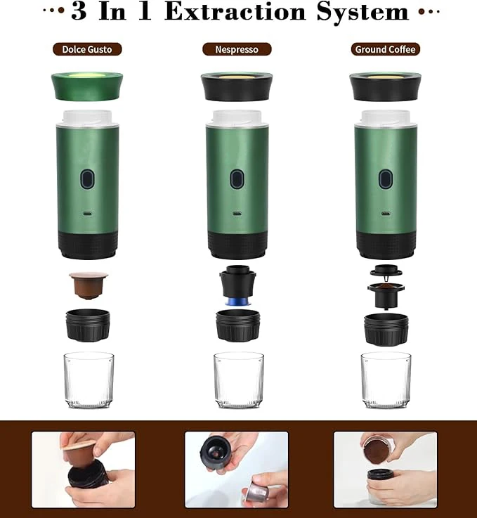 2024 Factory Sale Portable Espresso Machine Water Heating Rechargeable Automatic Electric Espresso Coffee Machine
