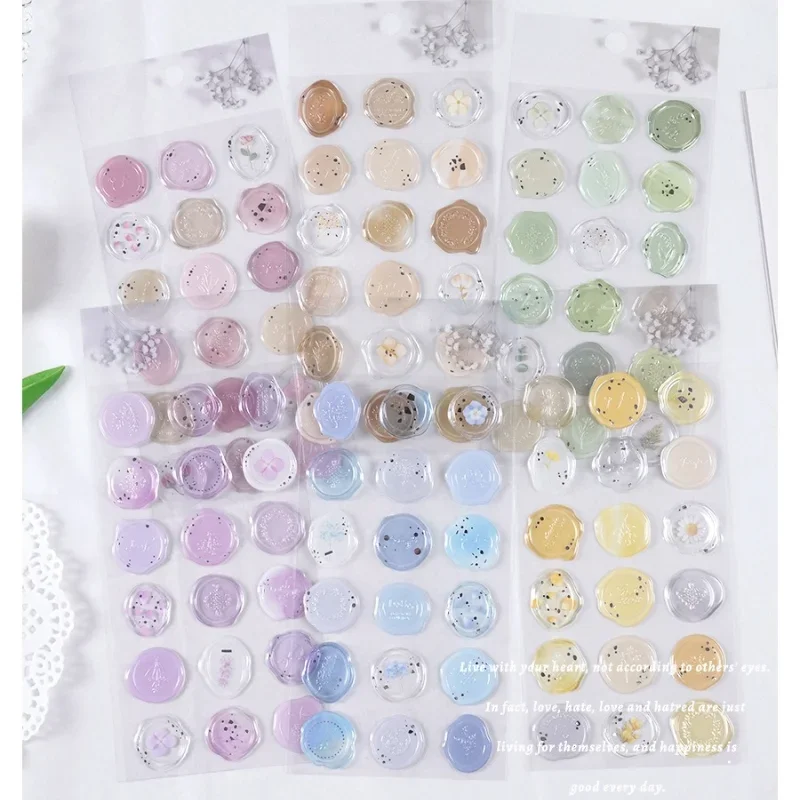 18pcs, Vintage Wax Seal Stamp Stickers, DIY Scrapbooking Journal Planner Decorations Stationery Envelope Sealing Tags