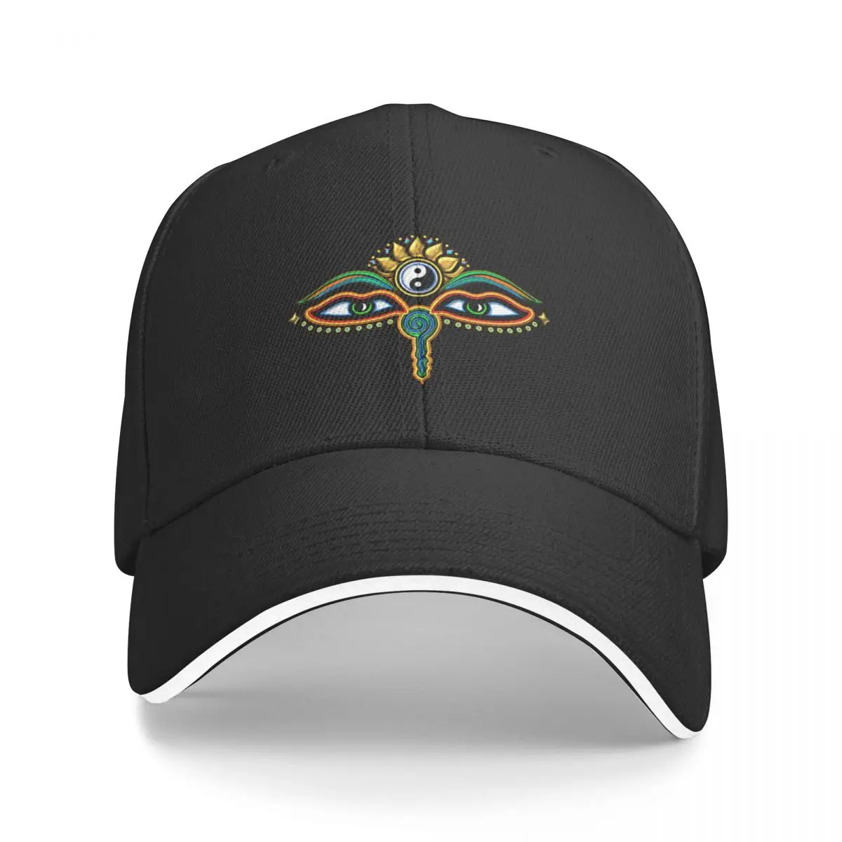 Buddha Eyes, Yin Yang, Lotus Flower, Symbol Wisdom and Enlightenment Baseball Cap Golf Hat Thermal Visor Designer Man Women's