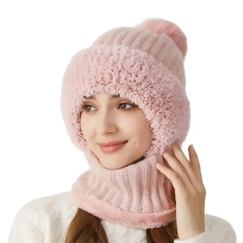 39BD Gestrickte Wintermütze für Damen, warme Pullover-Mütze, Outdoor-Unisex-Mütze, Halswärmer für Outdoor-Aktivitäten – Detail 5