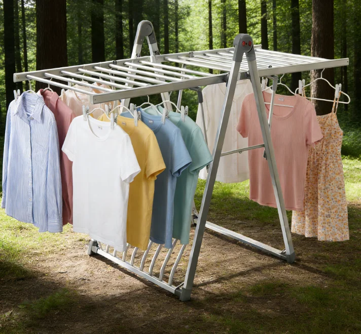Electric Heated Foldable Metal Drying Rack With Foldable Design For Bathroom Outdoor Clothes Hanger Stand view 3
