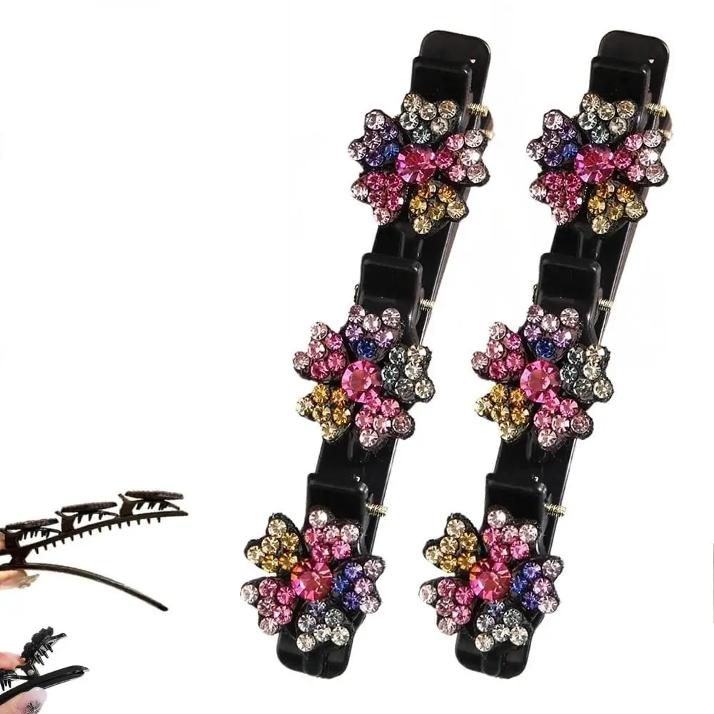 

2026 New Sparkling Crystal Stone Hair Clips, Short Duckbill Clips, Braided for Ladies and Girls