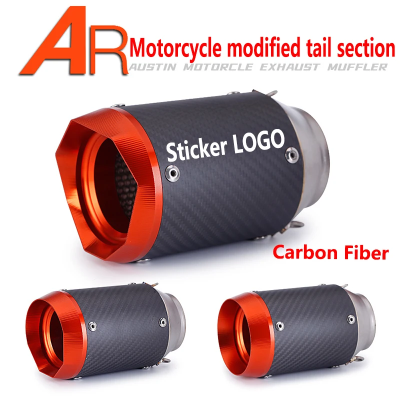 Universal motorcycle exhaust modification AR orange cover series is suitable for NINJA300 DUKE R3 carbon fiber rear exhaust pipe