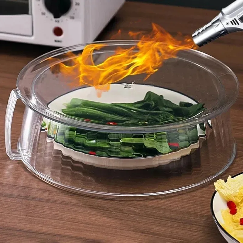Microwave Food Cover Serving Plate Cover Microwave Splatter Cover Transparent Smooth Surface with Handle 10