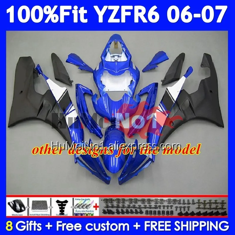 Injection Fairing For YAMAHA YZF-R6 Gloss black YZF R 6 YZF R6 600 600CC 357No.6 YZF600 YZFR6 06 07 YZF-600 2006 2007 OEM Body