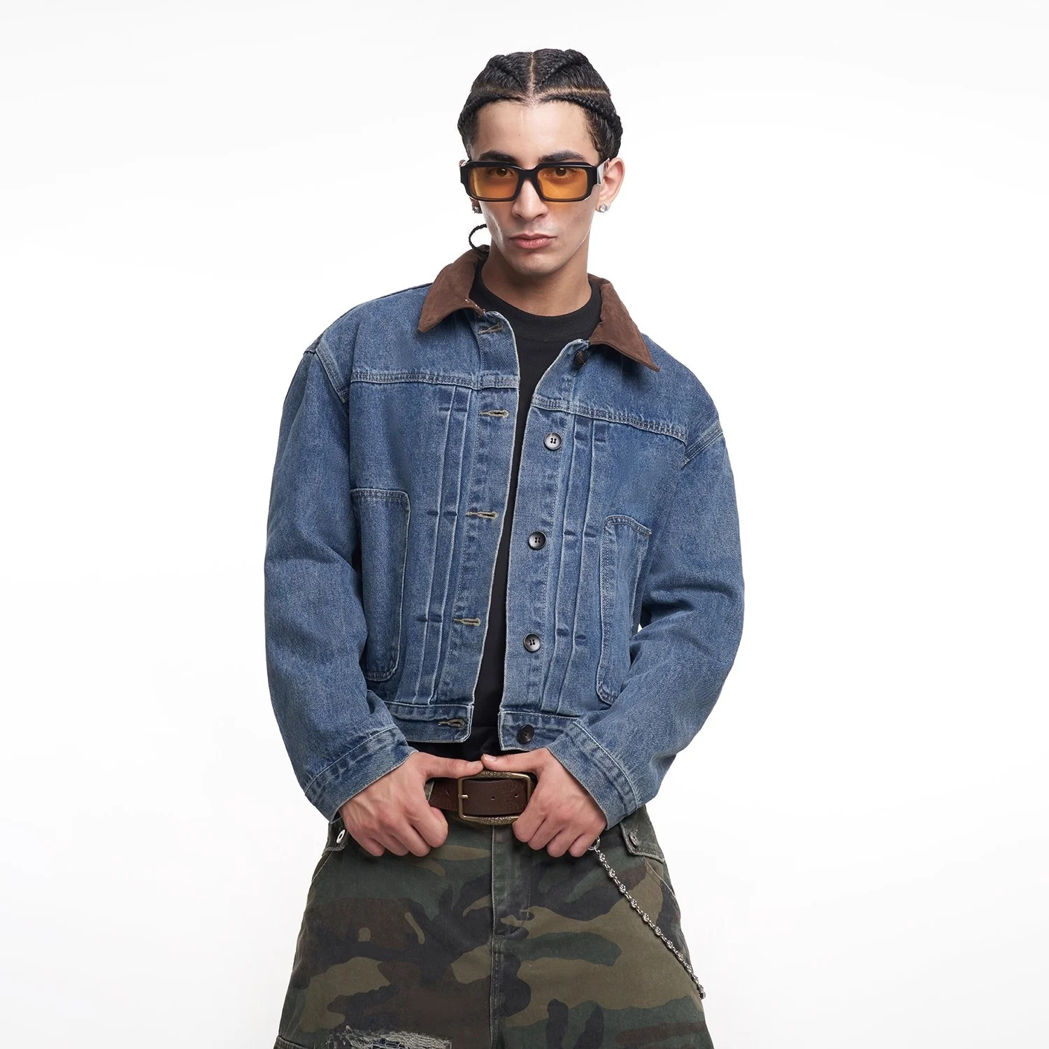 

Retro American Denim Jaet Men's Spring Autumn Loose Casual Versatile Outerwear Spring Autumn Sle Regular Sve Length