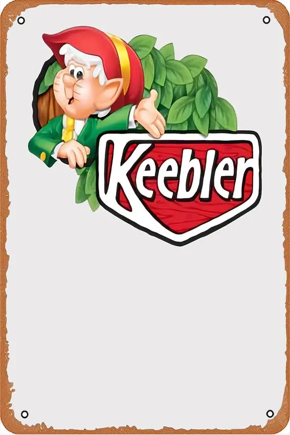Metal Vintage Tin Sign Keebler Elves Cartoon Funny Plaque Poster for Indoor Outdoor Yard Man Cave Garage Farmhouse Bar Pub Beer