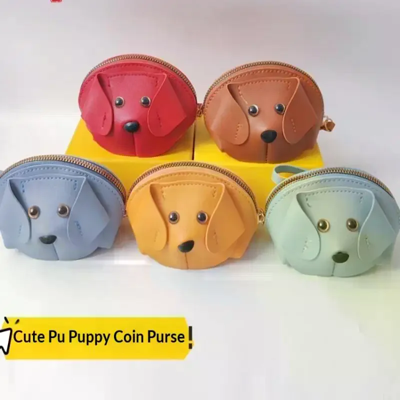 Creative Dog-Style Design PU Leather Mini Size Zipper Coin Purse Storage Coin Purse Backapck Pendant Decoration