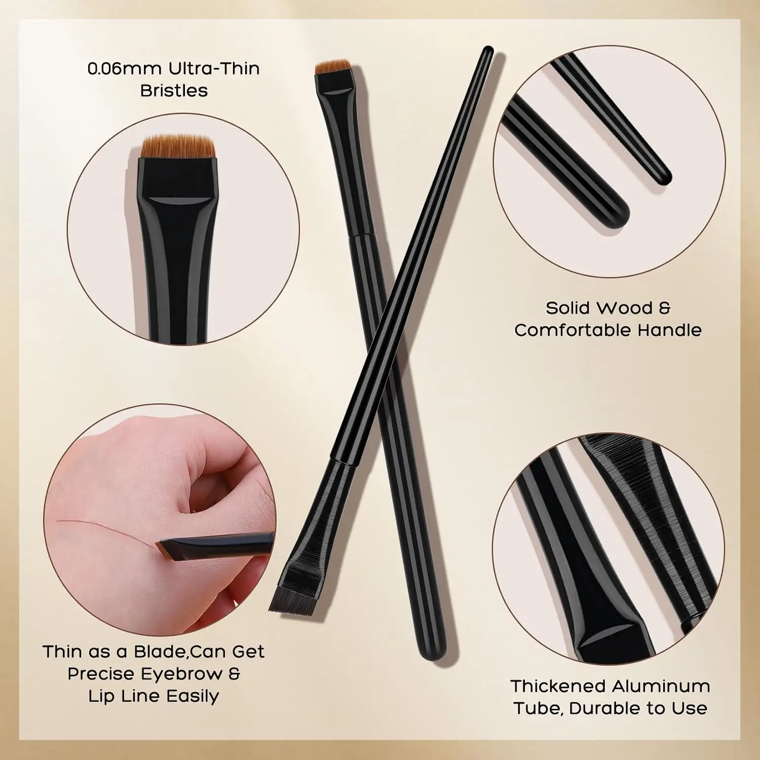 2/4Pcs Flat & Angled Brow Tinting Makeup Brushes Ultra-Thin Design for Precise Mapping, Brocha Para Cejas for Lip Shaping