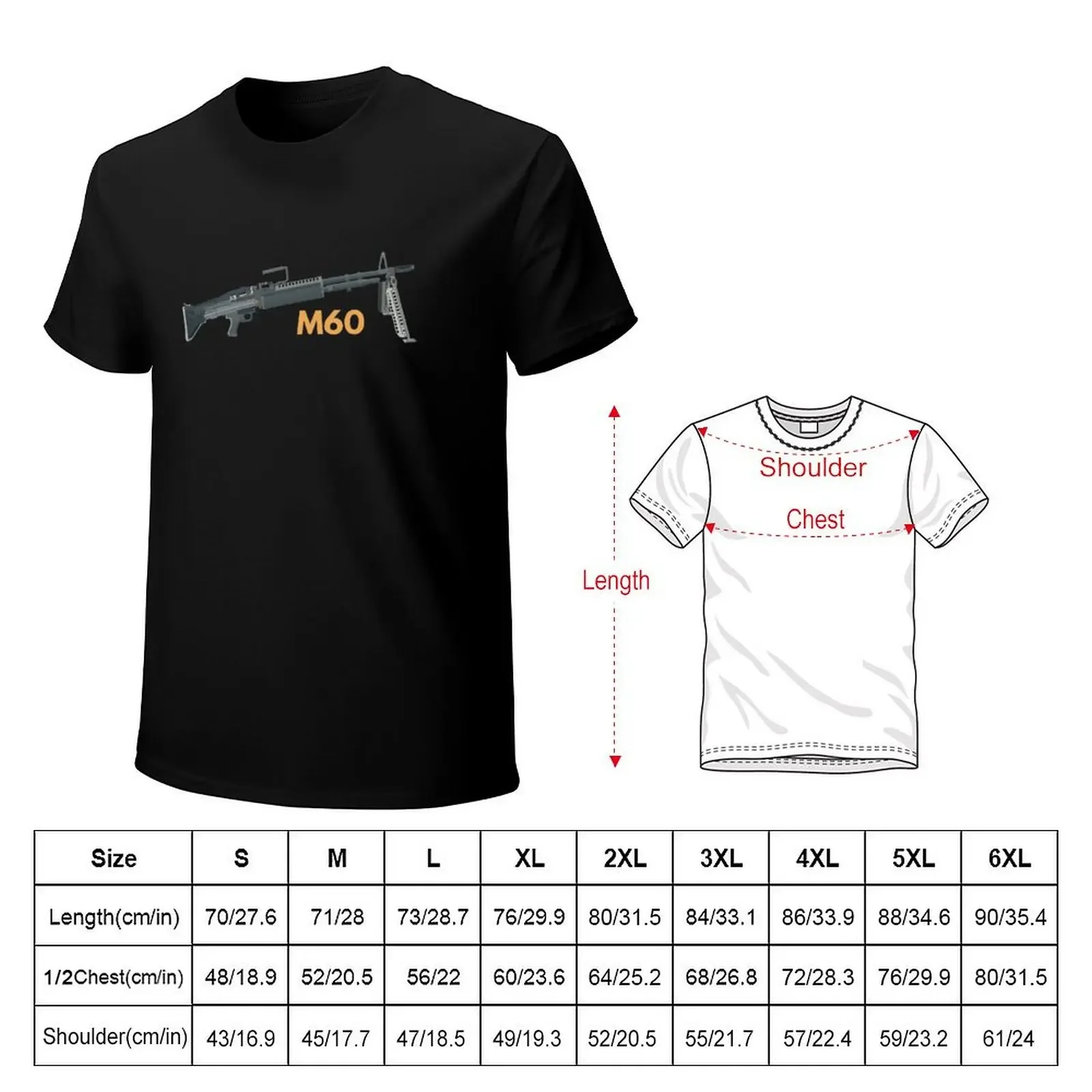 M60 American Machine Gun T-Shirt man clothes anime shirts graphic tees outfits for men