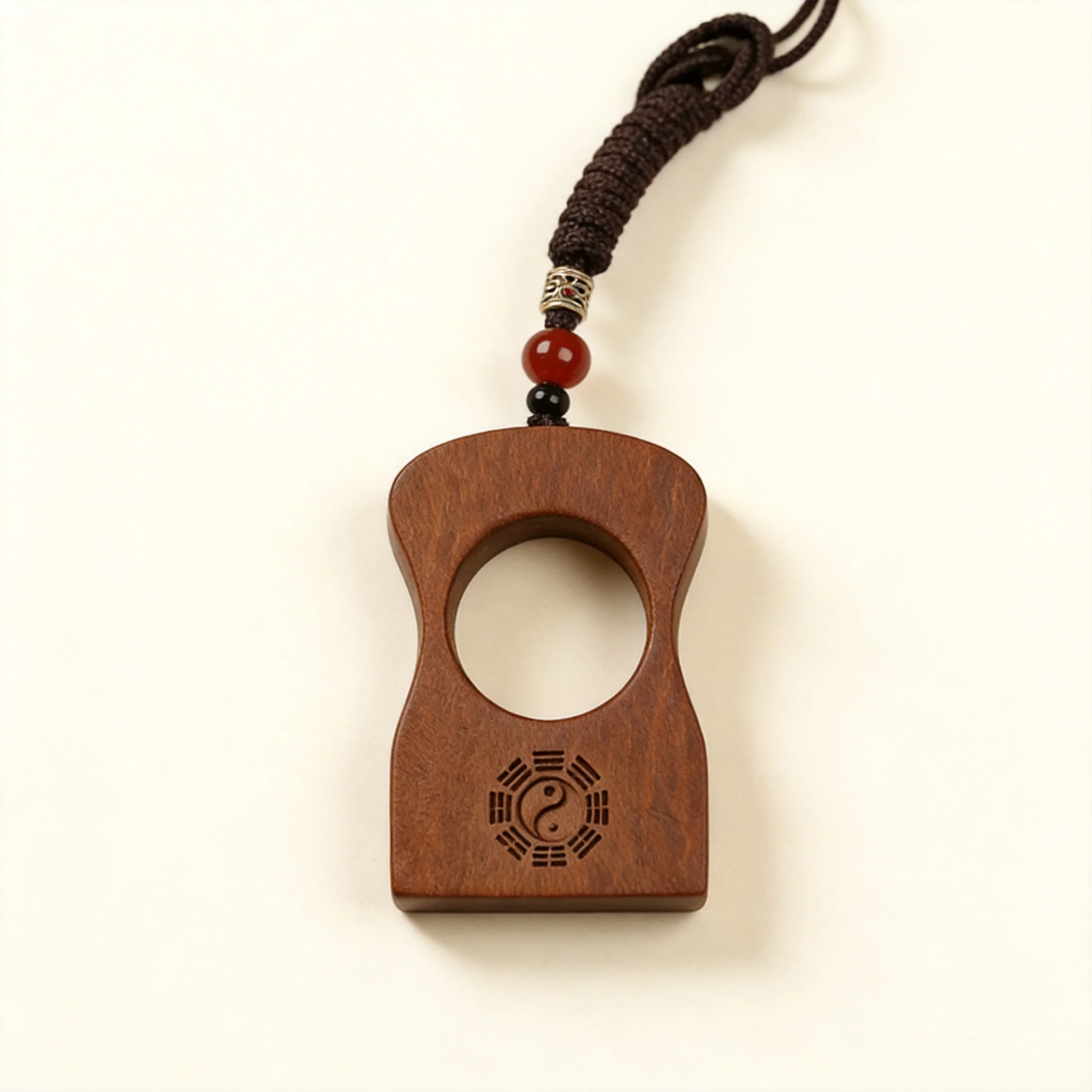 Natural Thunder Struck Jujube Wood Chinese Tai Chi Bagua Pendant Lucky Blessing Peace Good Fortune Stress Relief Portable Handhe