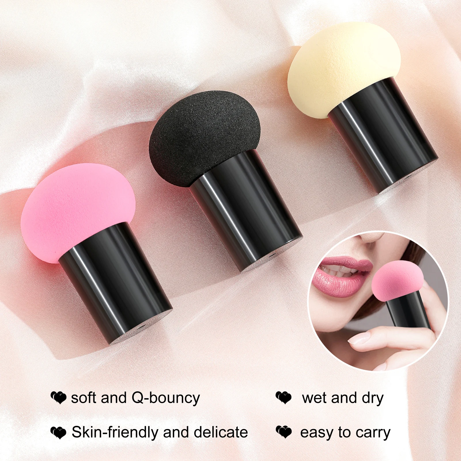 1pc Professional Mushroom Head Makeup Sponges Handle Cosmetic Powder Puffs Foundation Makeup Tools Beauty Accessories for Girl