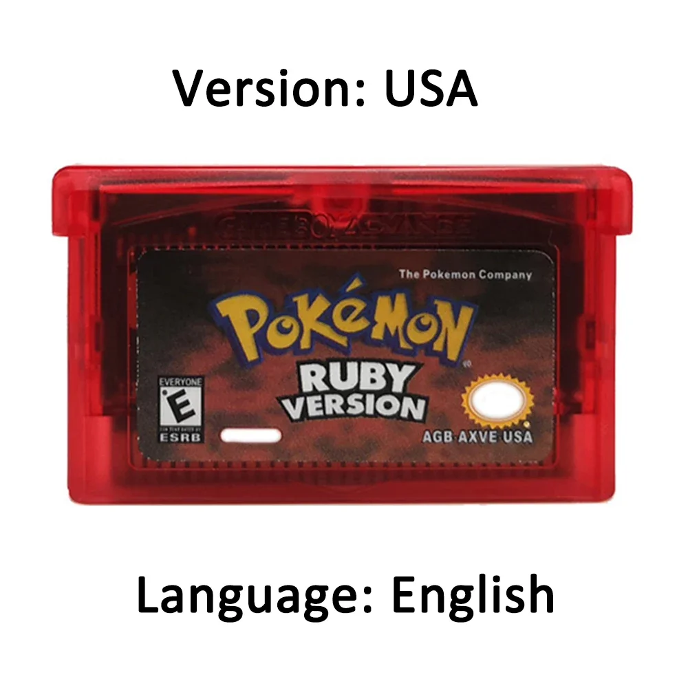 GBA Game Cartridge Emerald FireRed LeafGreen Ruby Sapphire Shiny Label 32 Bit Video Game Console Card