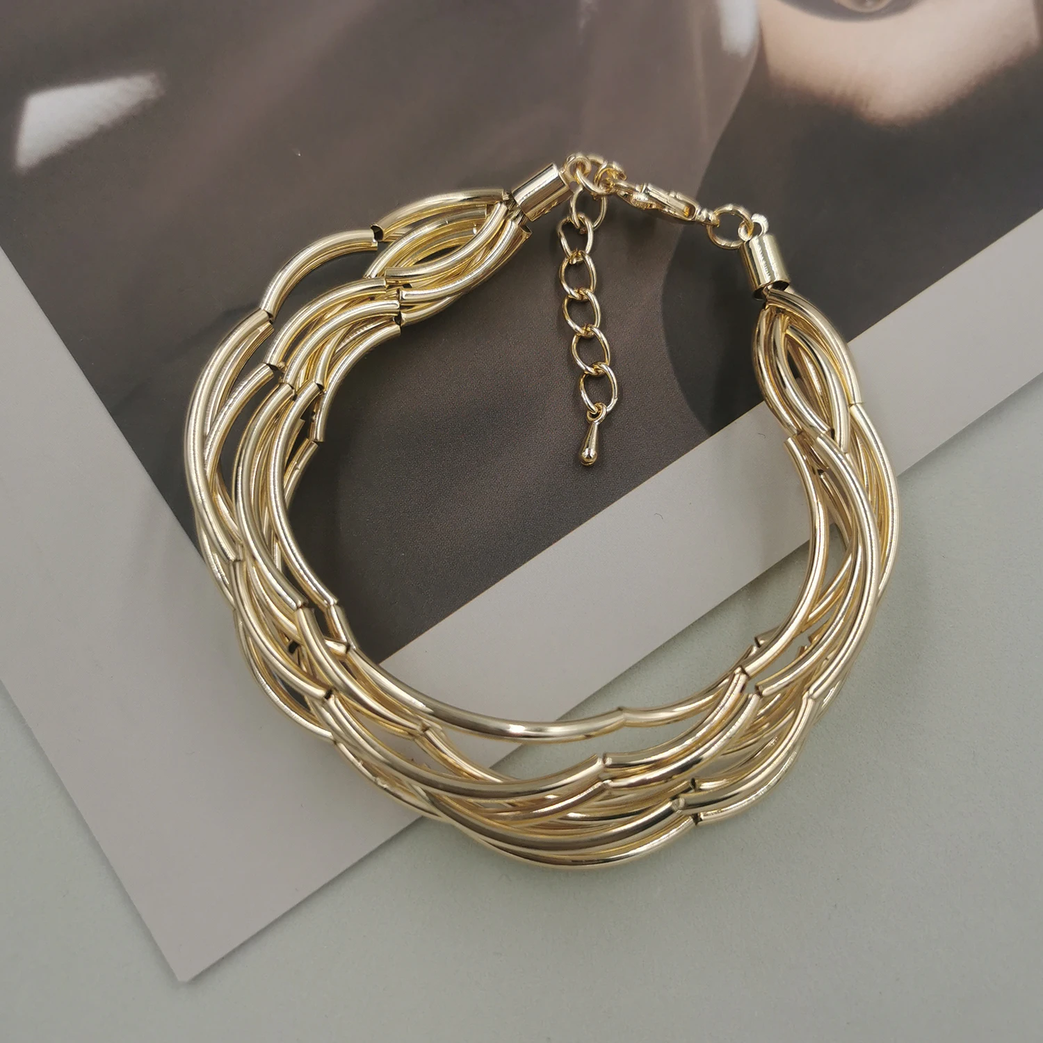 STRATHSPEY Mode Neue Lange Unregelmäßige Kupfer Rohr Halskette Für Frauen Aussage Chunky Multi Lay Schmuck – Detail 24