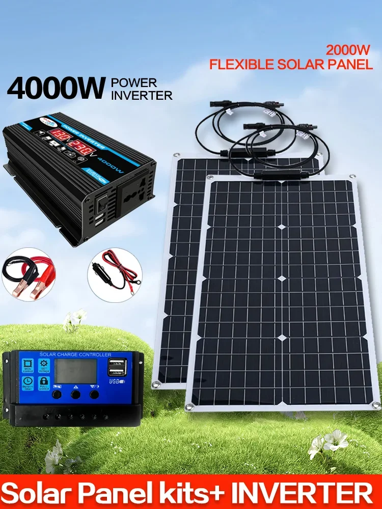 Alles-in-één zonnekit van 2000 W |   4000-6000W omvormer en flexibel paneel |   110V/220V uitgang voor thuis, kamperen, off-grid stroom - afbeelding 2