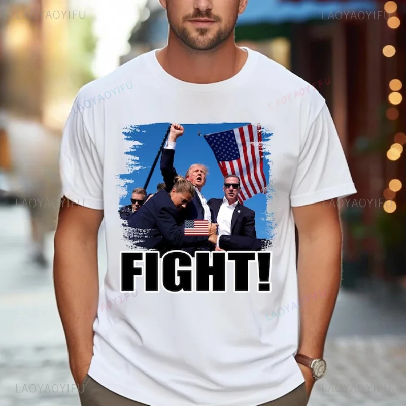 Make America Great Again 2024 Printed Tshirt I Stand with Trump Woman Man High Quality Cotton Tops Tee Shirt Donald Trump Fight