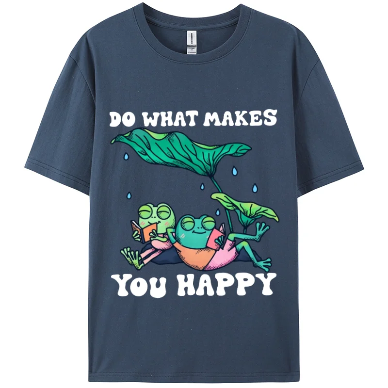 Frog Ruffle Print Women's T-Shirt Black Loose 100% Cotton Short Sleeve Sweet Casual Top Unisex Basic Women Clothing