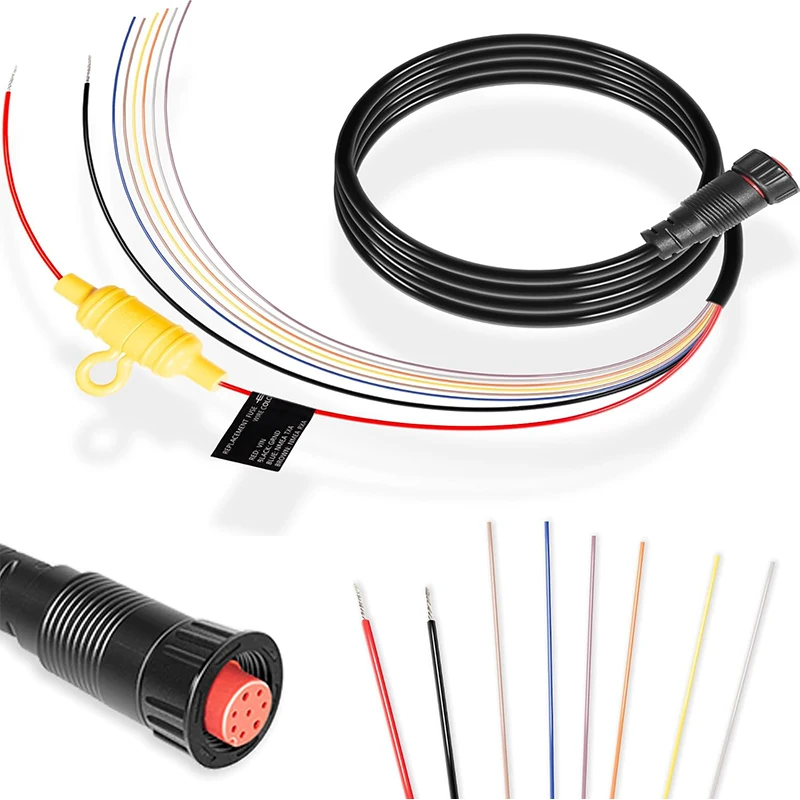 8-Pin Power/Data Cable 010-12152-10 Replacement Harness for Garmin GPSMAP and echoMAP Devices, NMEA 0183 Support, 6ft Length